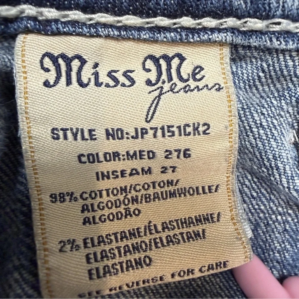 Miss Me Women's Distressed Blue Straight Leg Jeans - Picture 11 of 12
